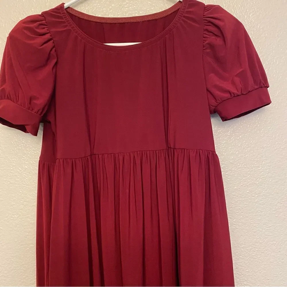 Kelle dance lyrical costume burgundy 2 piece babydoll dress and briefs adult SA